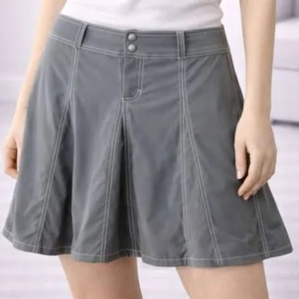 Athleta Skort Women 2 Gray Excellent Contrast Stitch Active‎ Hiking Golf Skirt